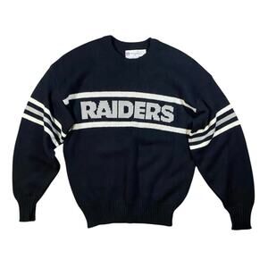 Vintage 80s Oakland Raiders Cliff Engle Wool Knit Sweater - S